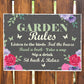 GARDEN RULES Sign Garden Shed Sign Garden Sign For Outdoor Shed