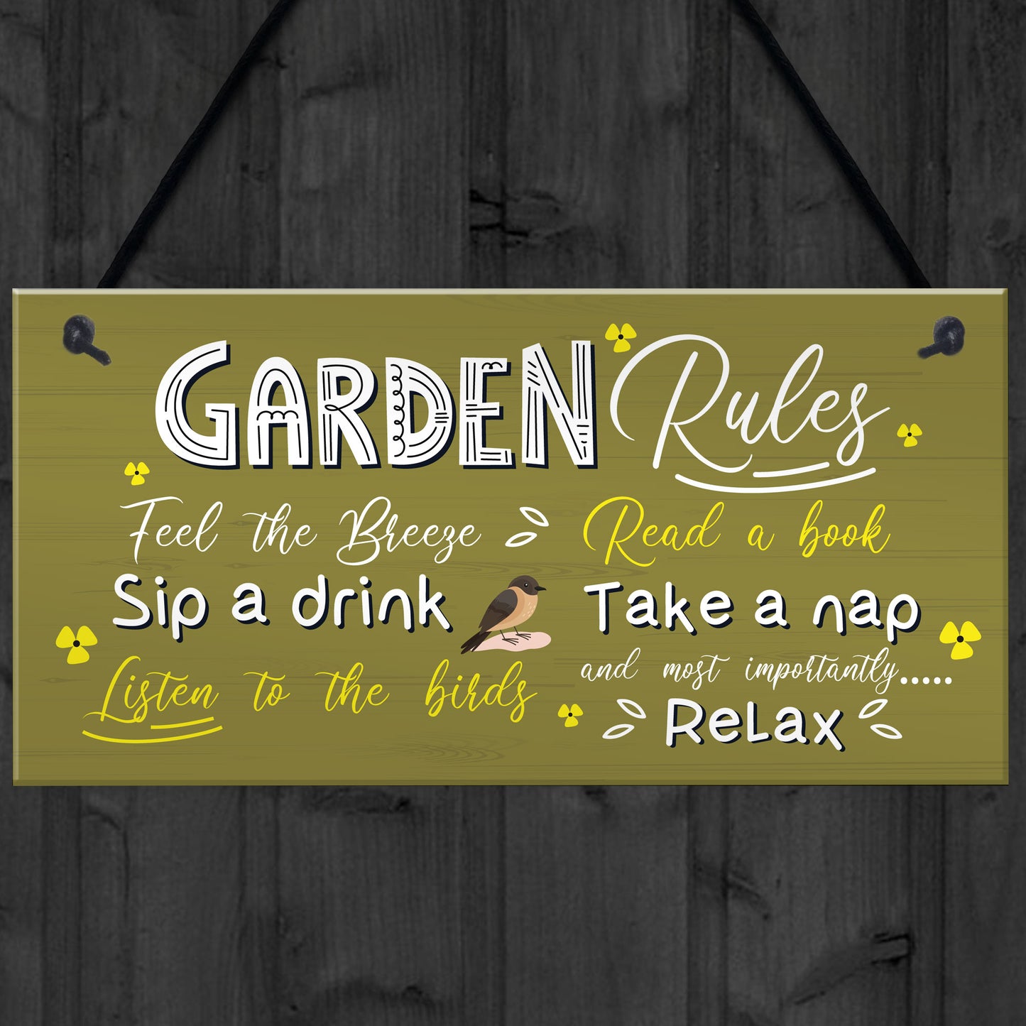 Handmade Hanging Wall Plaque Garden Rules Sign For Gardener