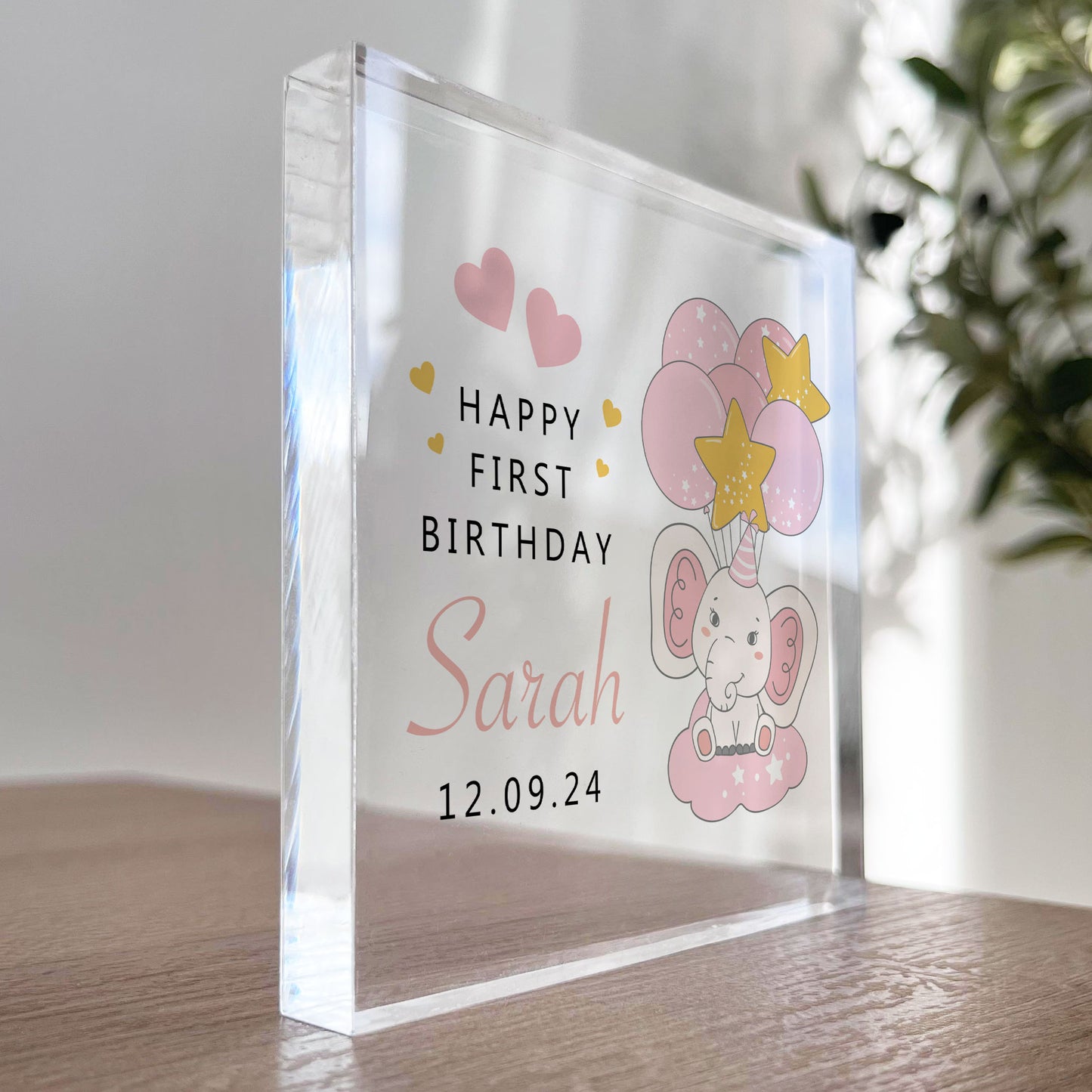 Personalised 1st Birthday Gift For Baby Boy Girl Acrylic Block