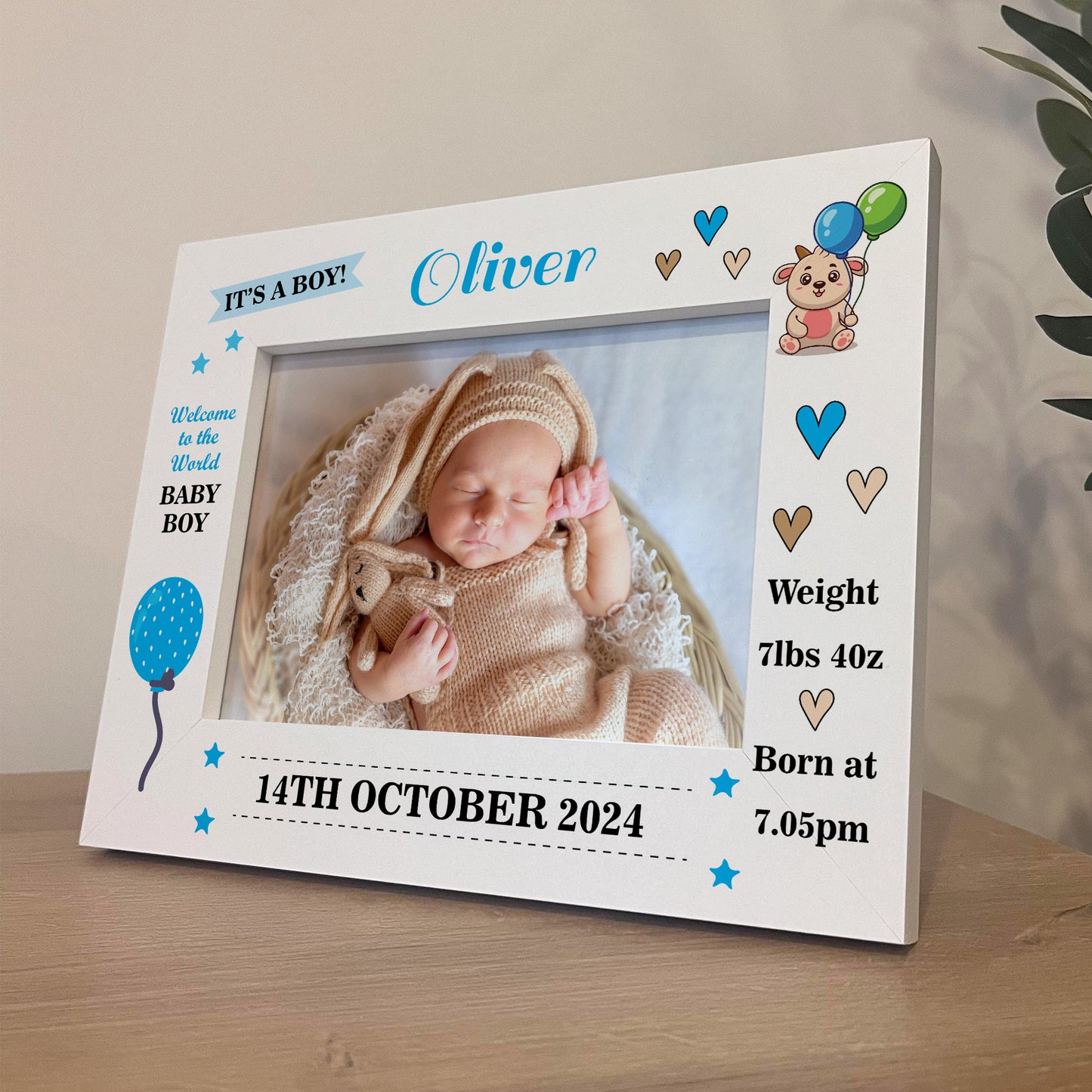 Newborn Baby Boy Keepsake Gifts Personalised Birth Details