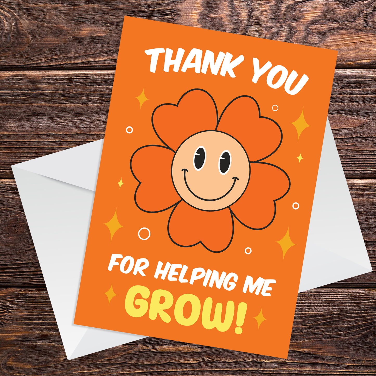 Cute Thank You For Helping Me Grow Card For Teacher Assistant