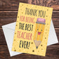 Cute Thank You Card For Teacher BEST TEACHER CARD Leaving School