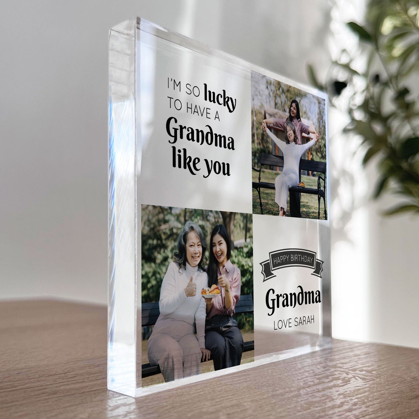 Personalised Grandma Birthday Gifts Acrylic Photo Block For Her