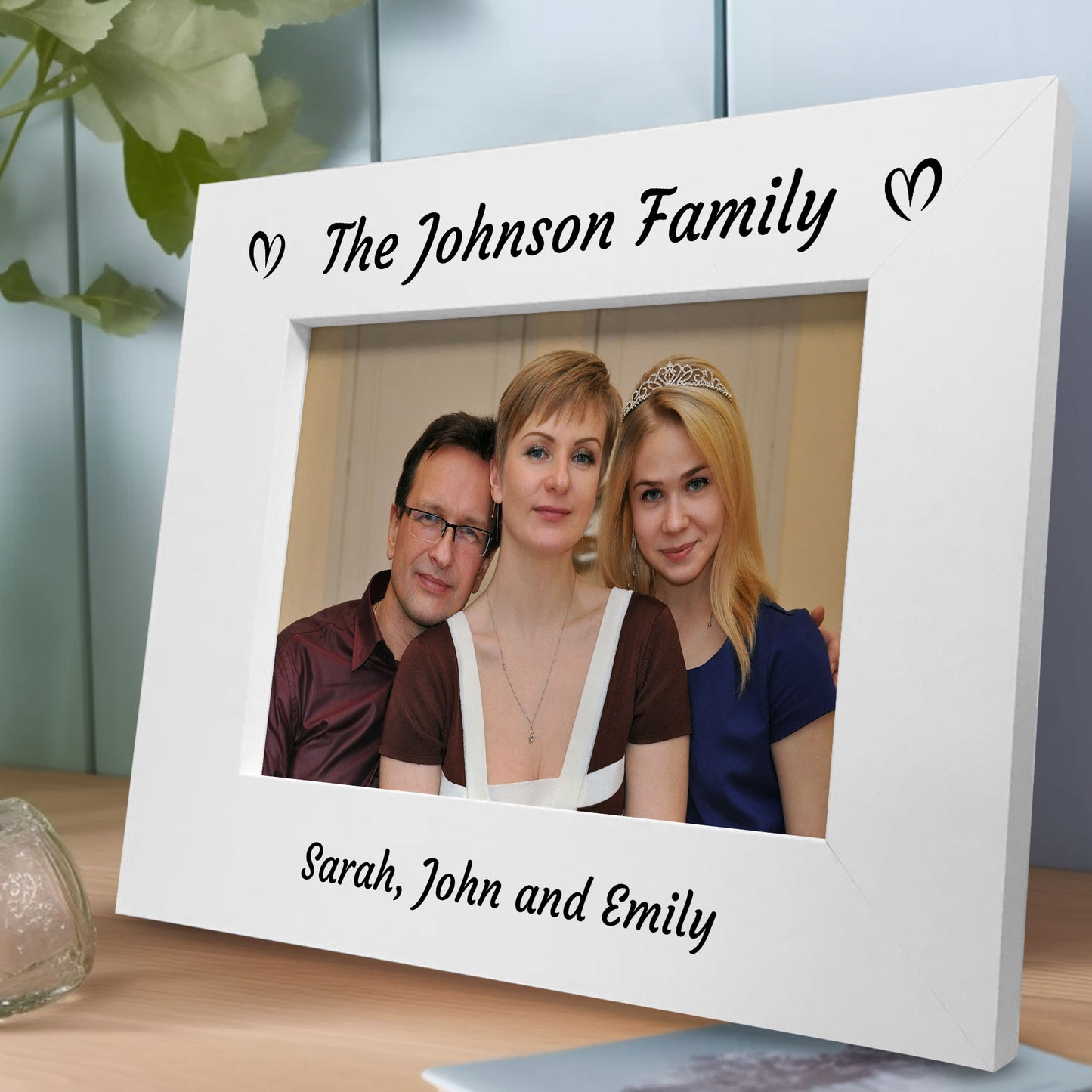 Personalised Family Photo Frame 7x5 White Wooden Picture Frame