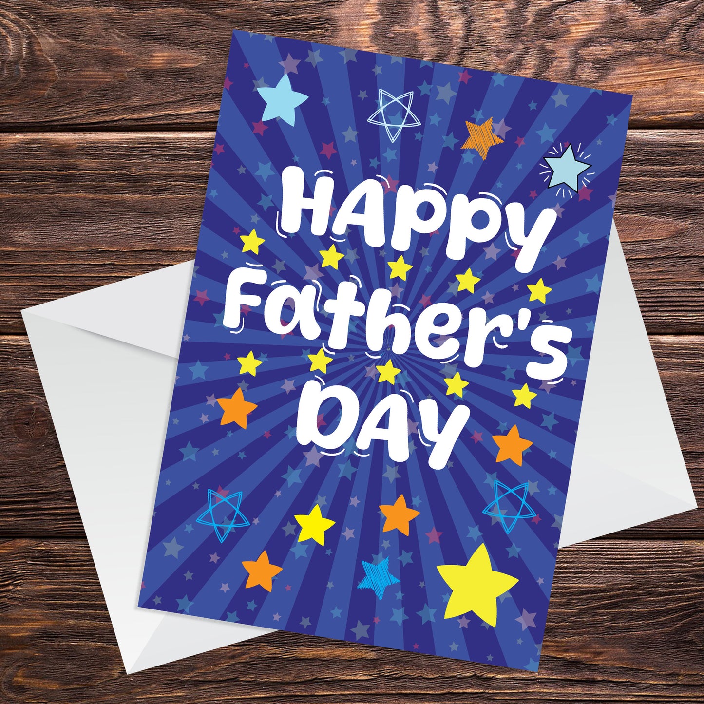 HAPPY FATHERS DAY CARD WITH ENVELOPE Star Design Card For Dad