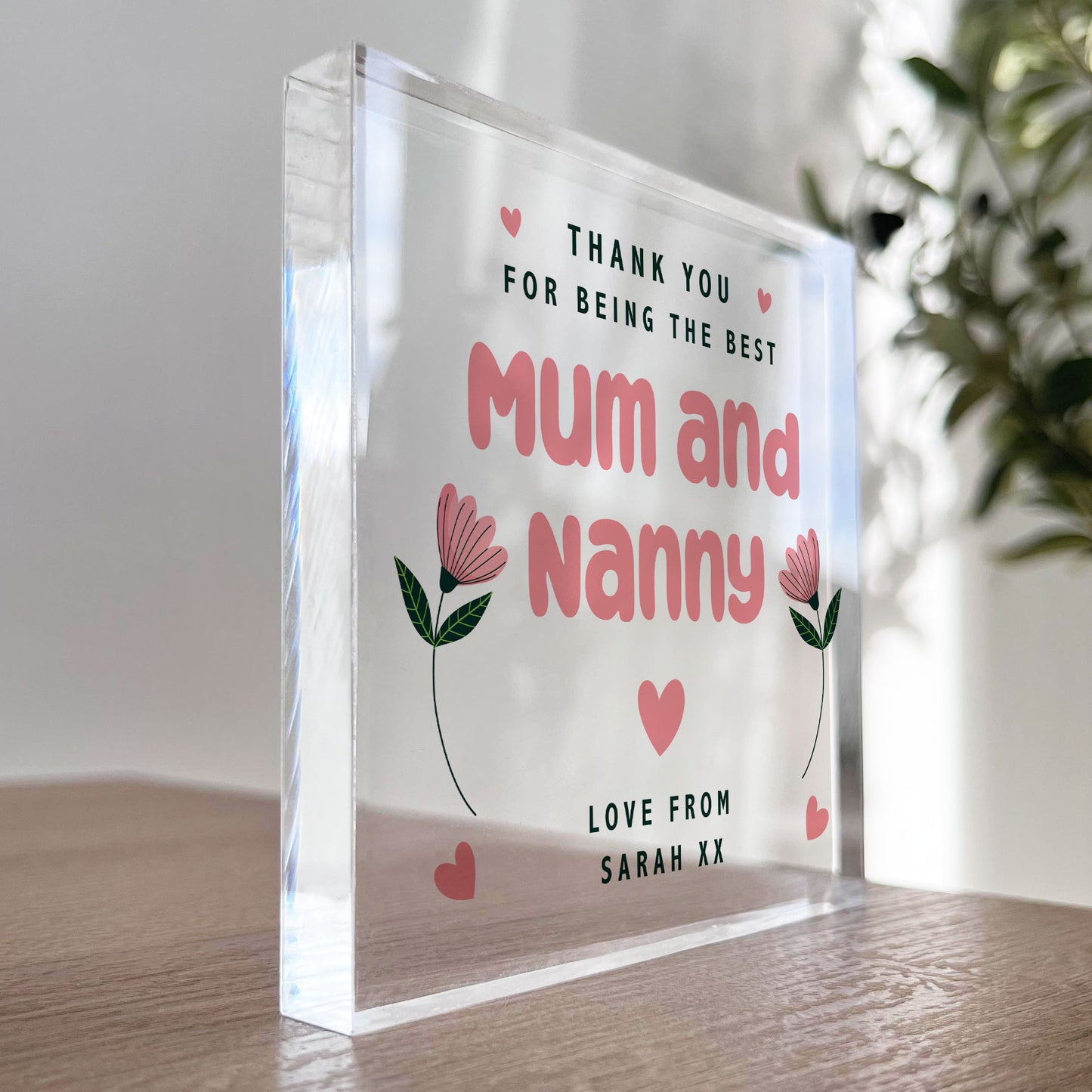 Mum and Nanny Gift Acrylic Block Thank You Birthday Gift For Mum