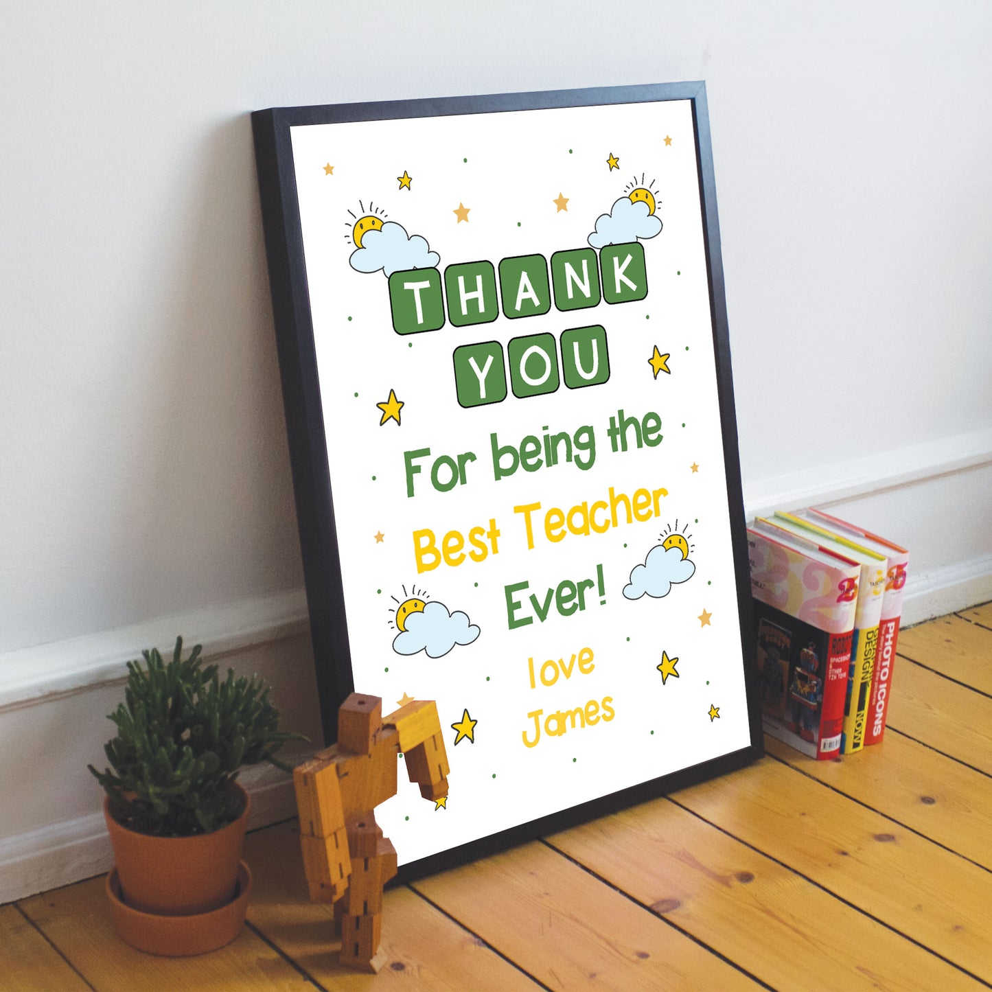 Thank You Gift For Best Teacher Ever Personalised Framed Print