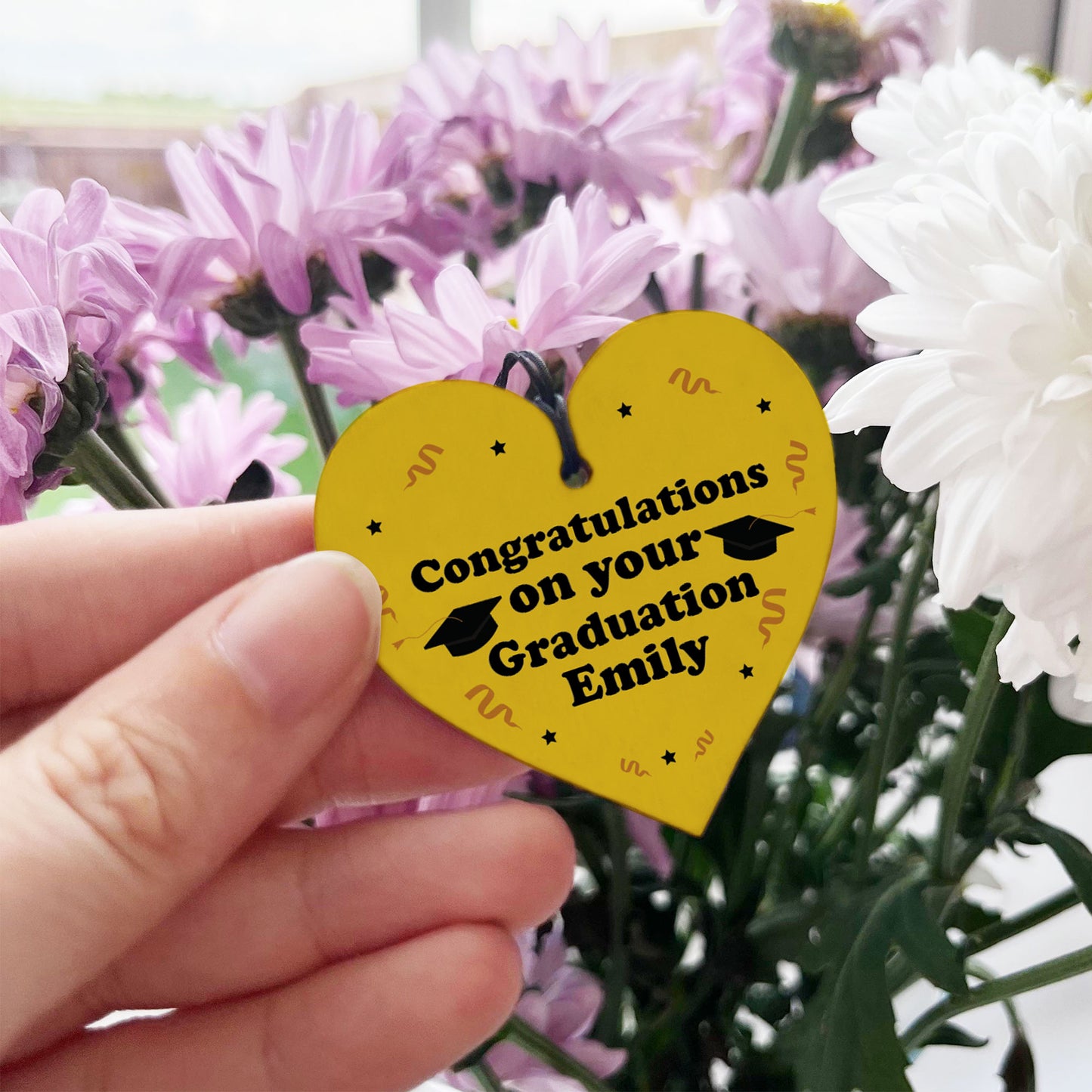 Congratulations Gift Graduation Keyring Wood Heart Personalised