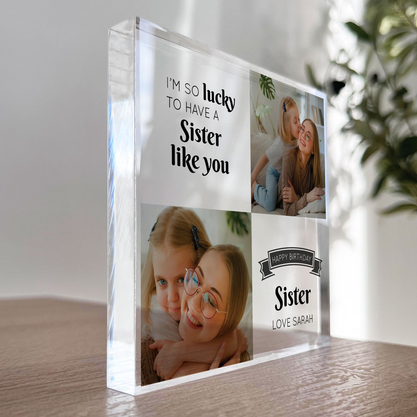 Personalised Sister Birthday Gifts Custom Acrylic Freestanding
