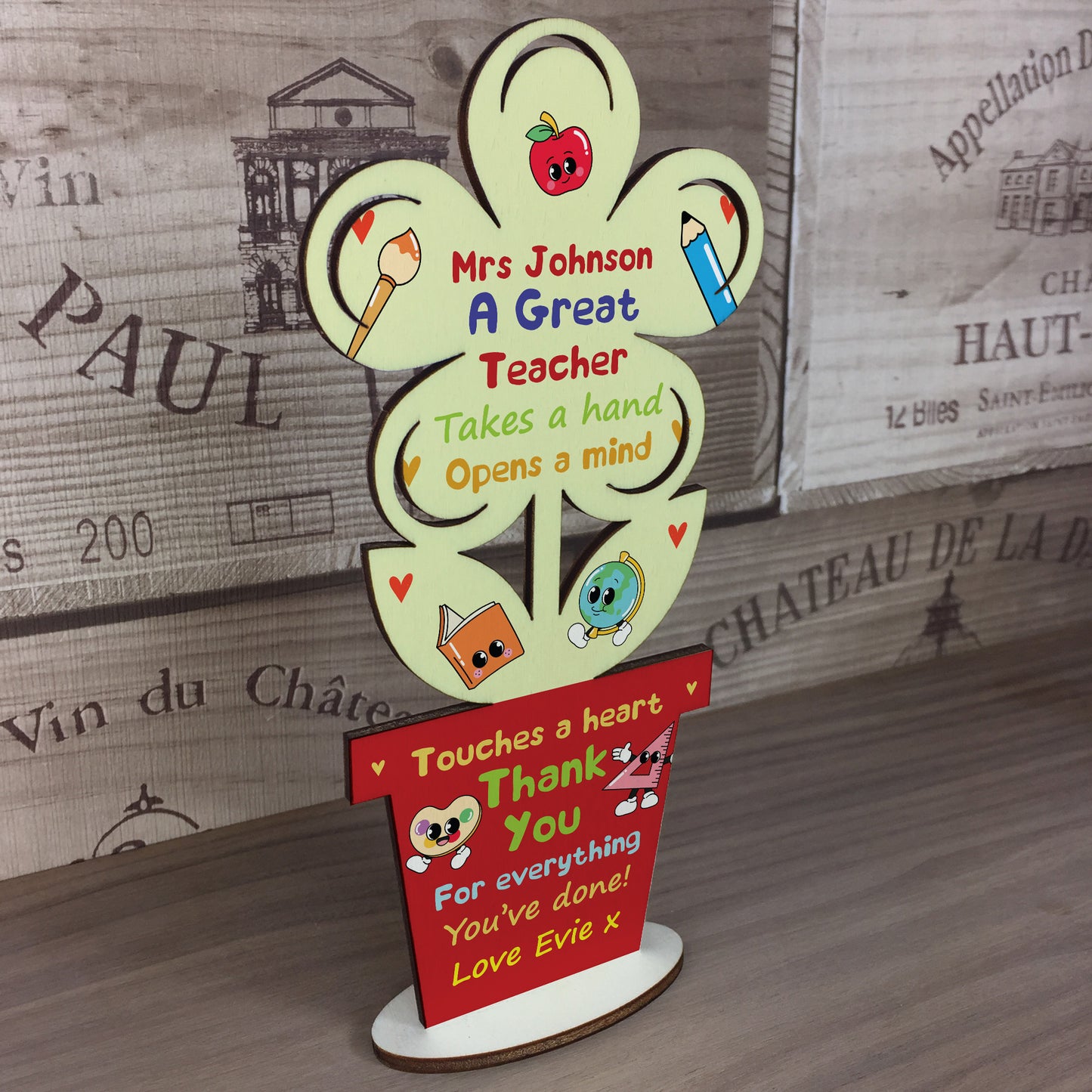 Teacher Appreciation Gifts for Women Men Thank You Wooden Flower