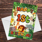 1st Birthday Card for Boys Girls Jungle Safari Animals 1 Year