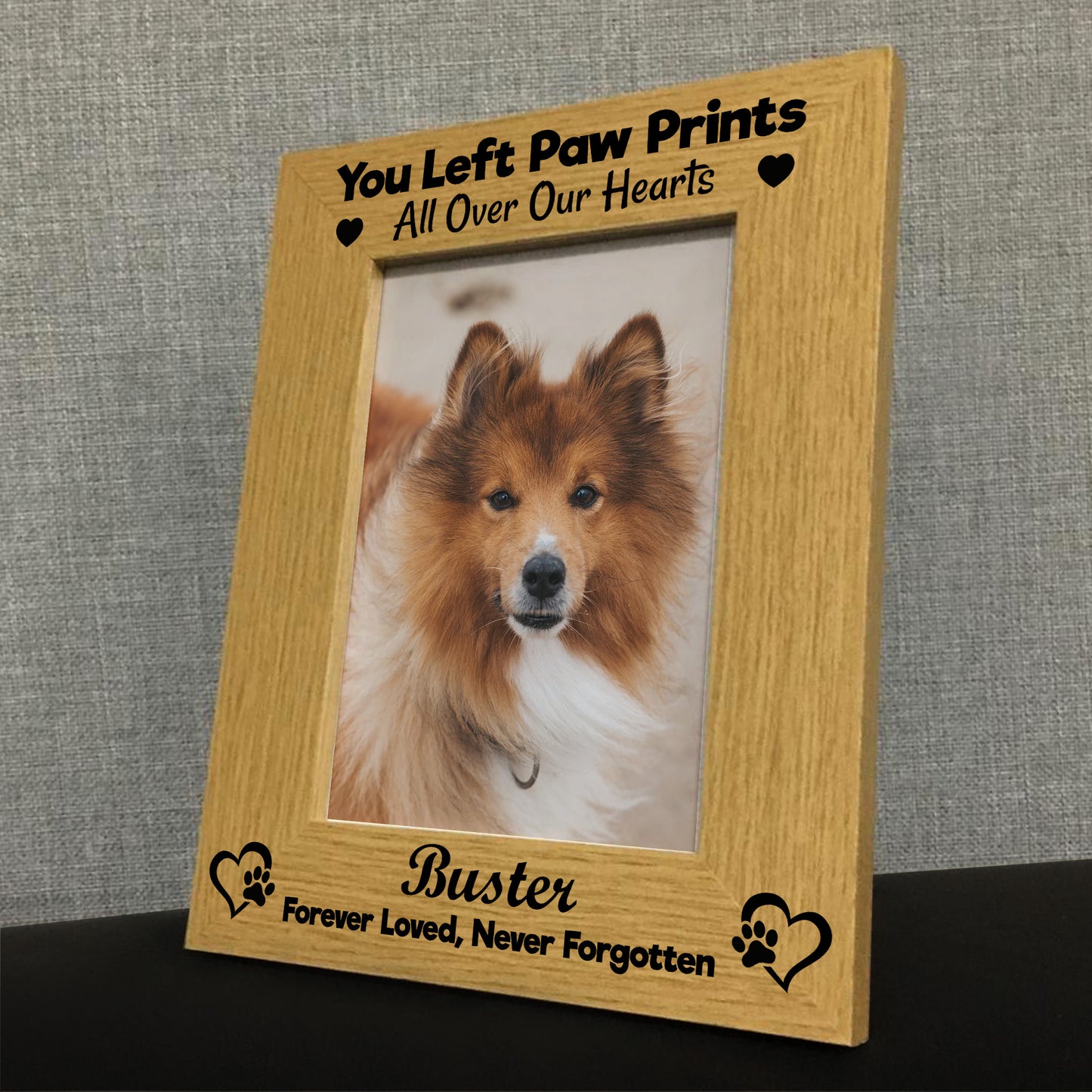 Personalised Pet Memorial Frame Paw Prints All Over Our Hearts