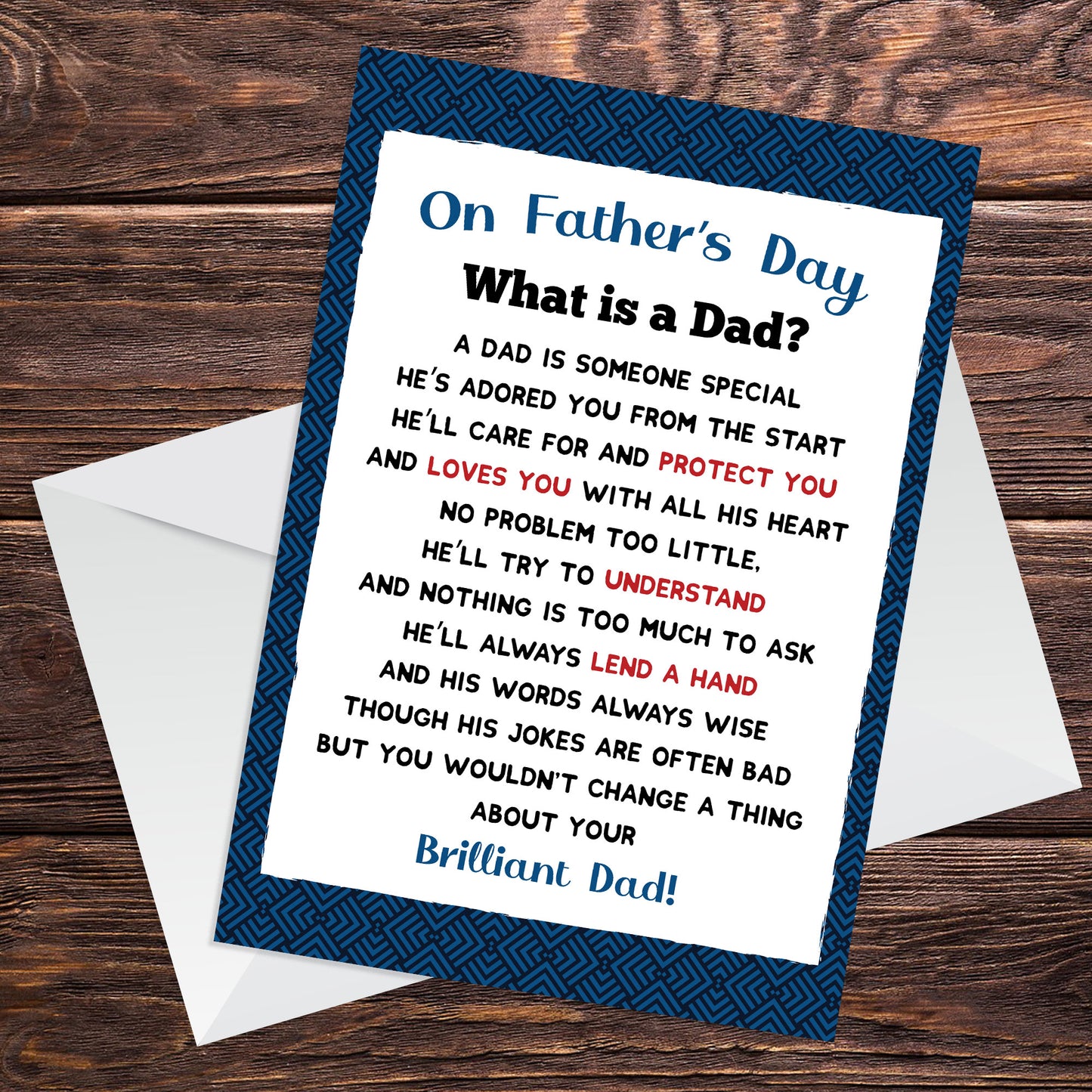 Fathers Day Card, Card for Dad, Dad Greetings Card With Envelope