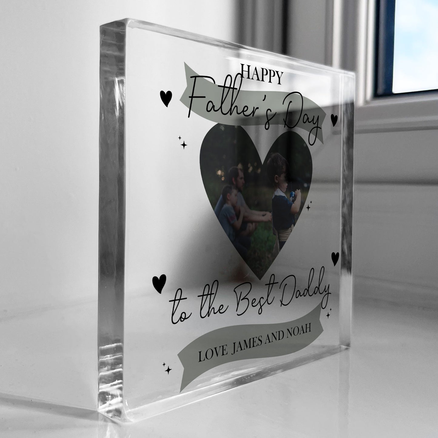 Fathers Day Gift For Best Daddy Personalised Clear Block Daddy