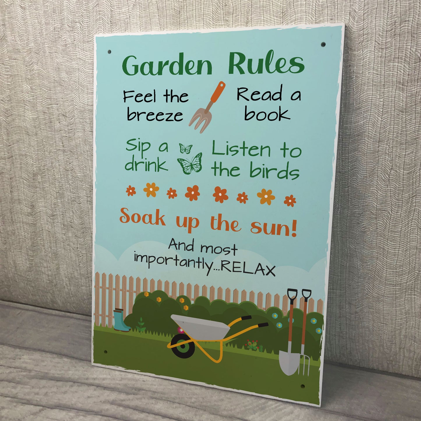 Garden Rules Sign A4 Wall Fence Plaque Beautiful Sign For Garden