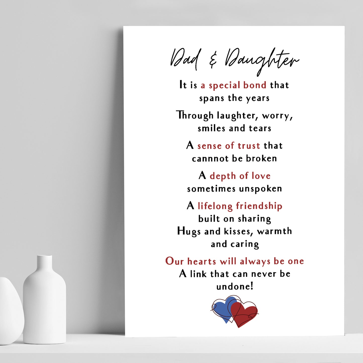 Dad And Daughter Print Thank You Gift For Dad Fathers Day Gift