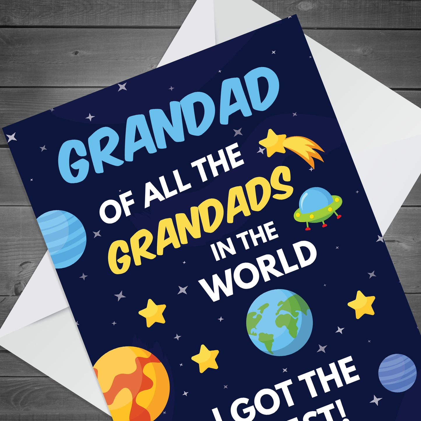 Fathers Day Card Space Theme Card Best Grandad In The World Card