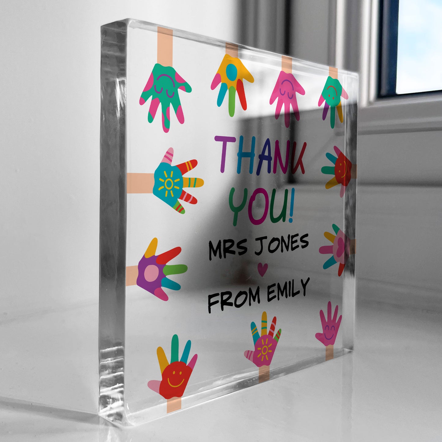 Personalised Teacher Gift Teacher Acrylic Block THANK YOU