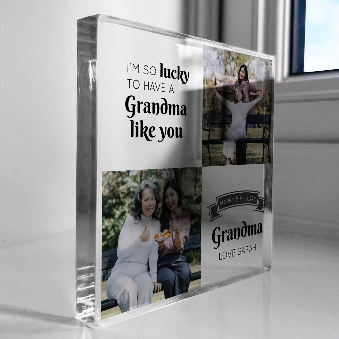 Personalised Grandma Birthday Gifts Acrylic Photo Block For Her