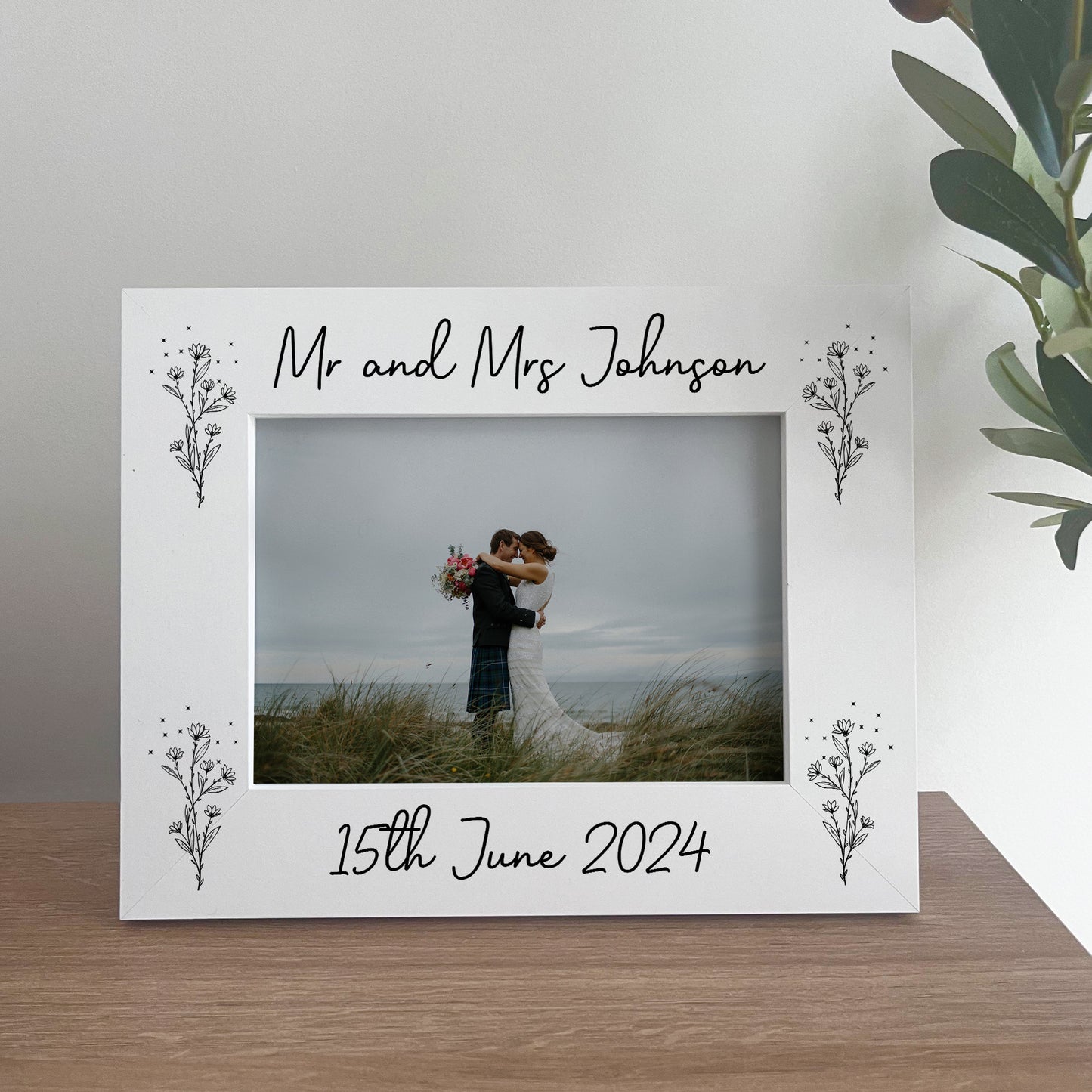 Personalised Mr and Mrs Photo Frame, Wedding Day 7x5 Frame