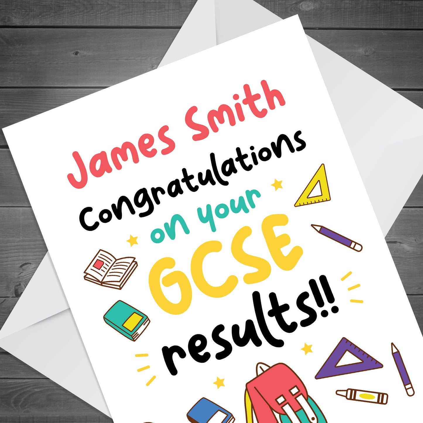 Personalised Congratulations Card GCSE Exam Results Card Pass