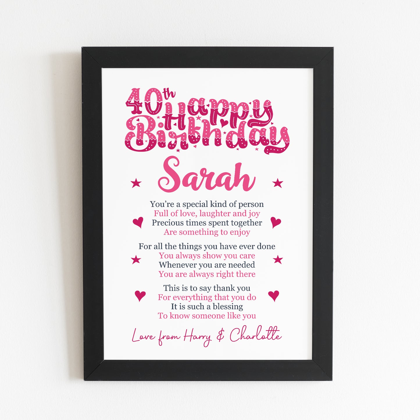 PERSONALISED 40th Birthday Gifts For Her Gift For Daughter