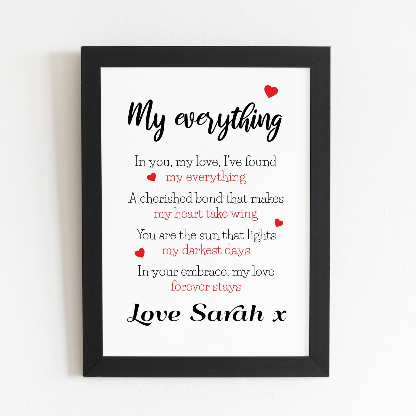 Gift For Husband Wife MY EVERYTHING Framed Print Personalised