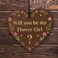 Will You Be My Flower Girl Wooden Hanging Heart Wedding Day Gift