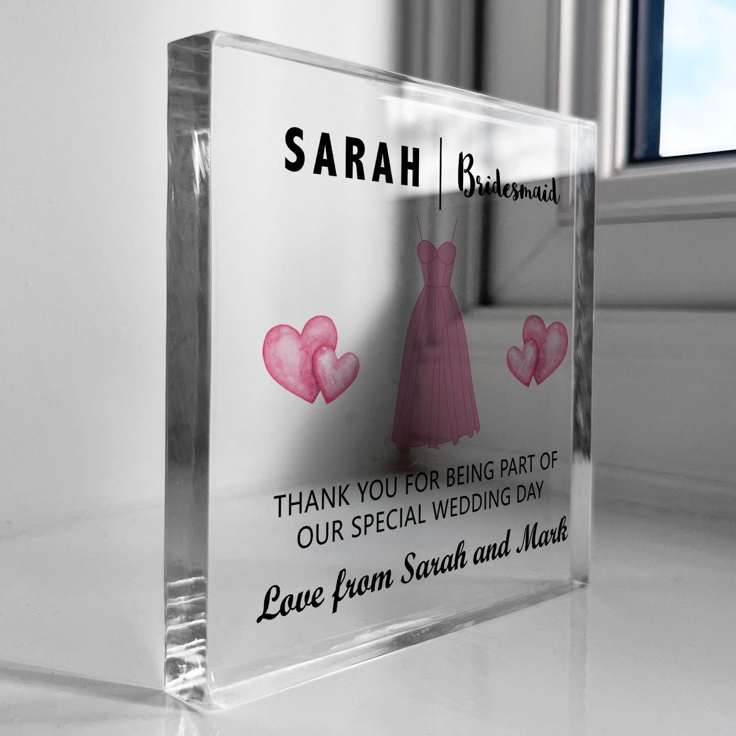 Bridesmaid Thank You Gifts Personalised Acrylic Block Bride Gift