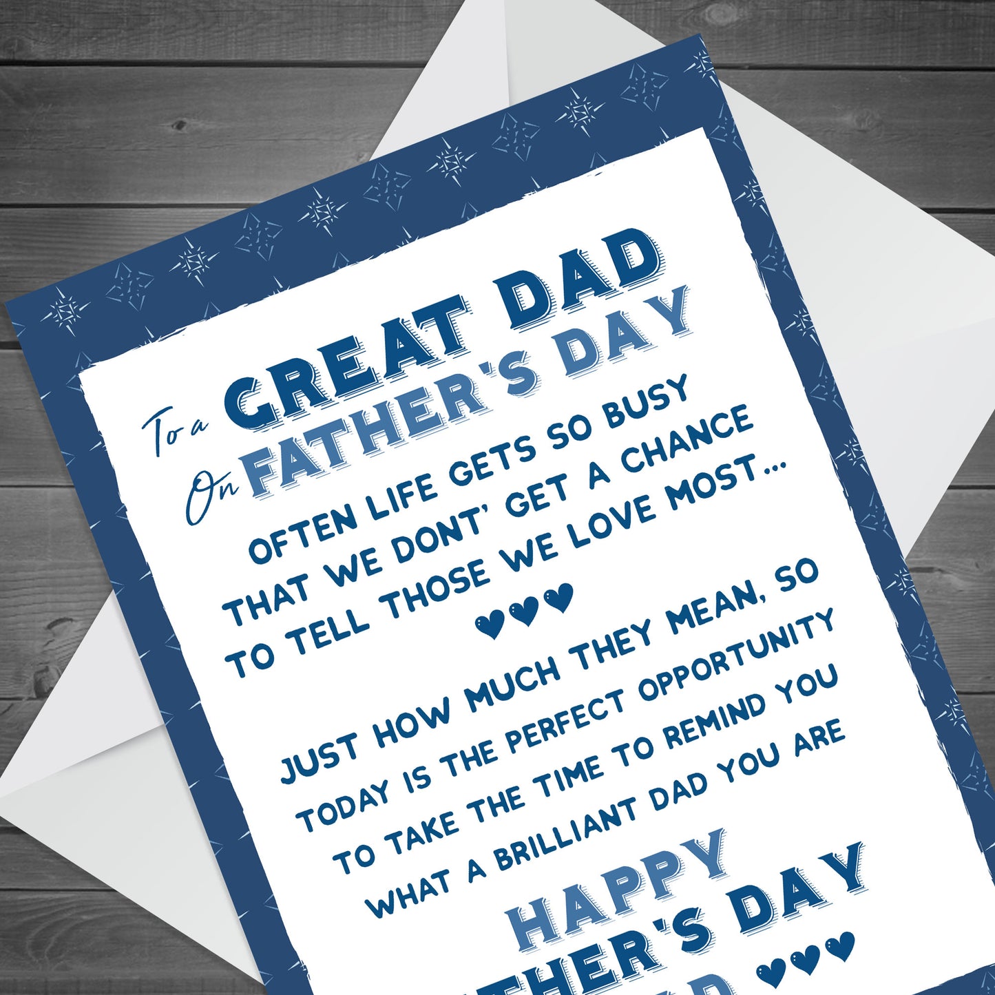 GREAT DAD Card For Fathers Day Card For Him Greetings Cards