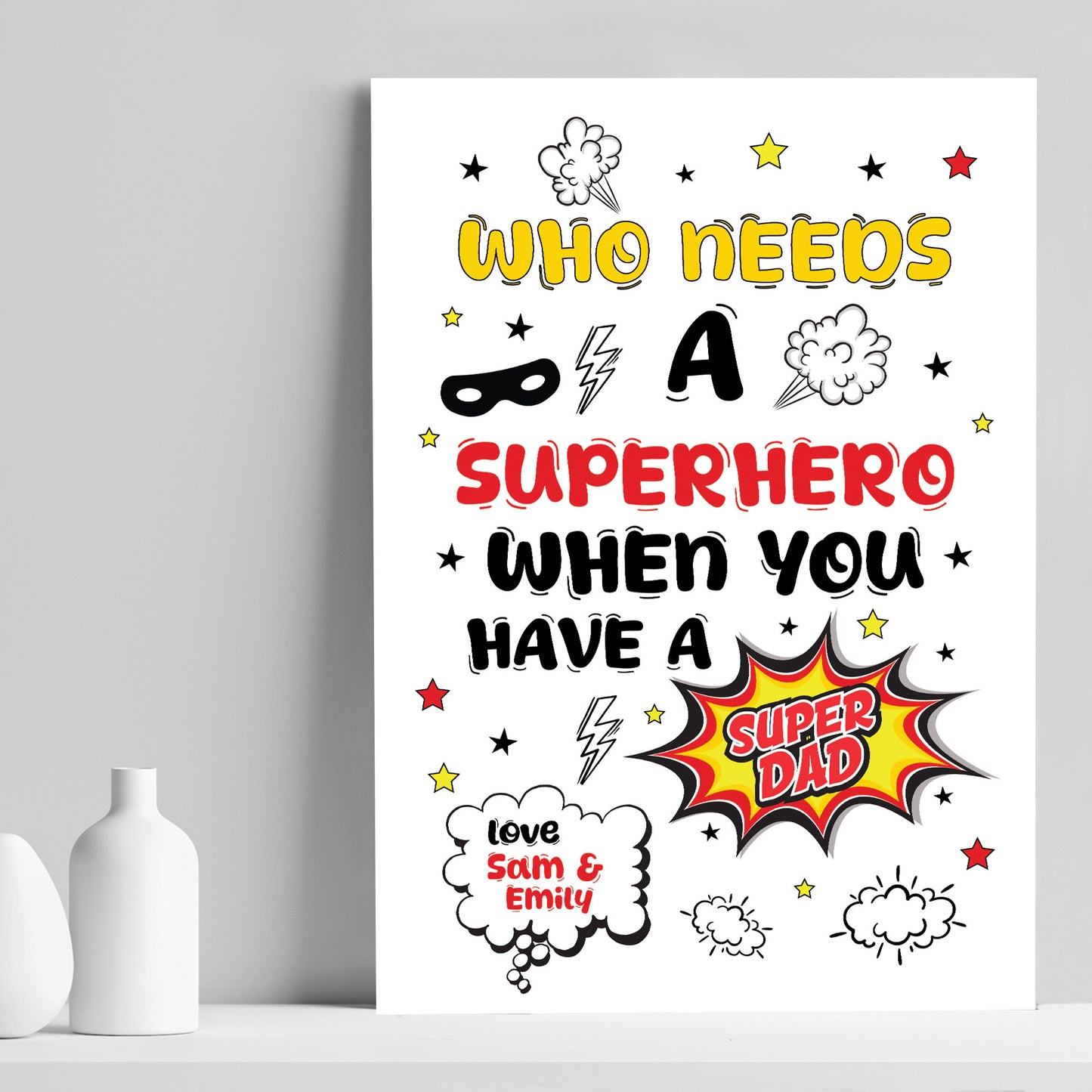 PERSONALISED Daddy Dad Superhero Fathers Day Gifts Print