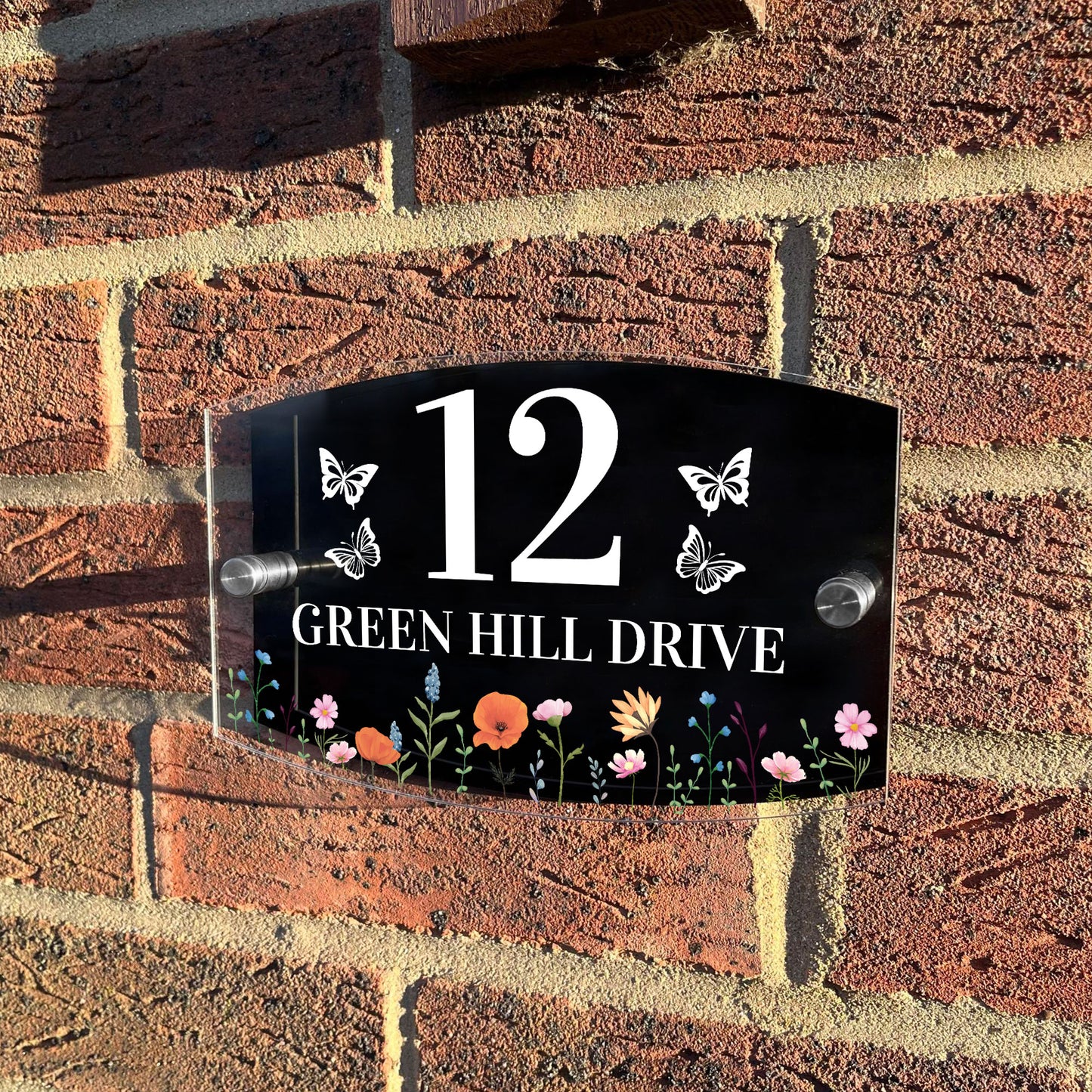 Contemporary House Sign Floral Door Sign Personalised Name Plate