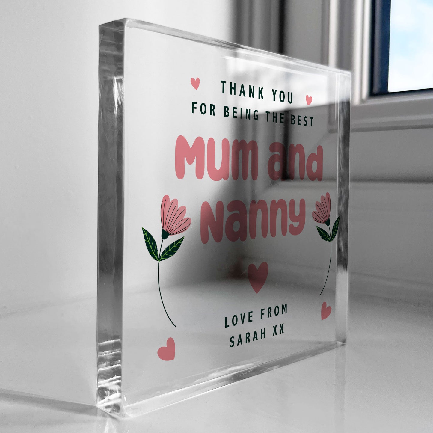 Mum and Nanny Gift Acrylic Block Thank You Birthday Gift For Mum