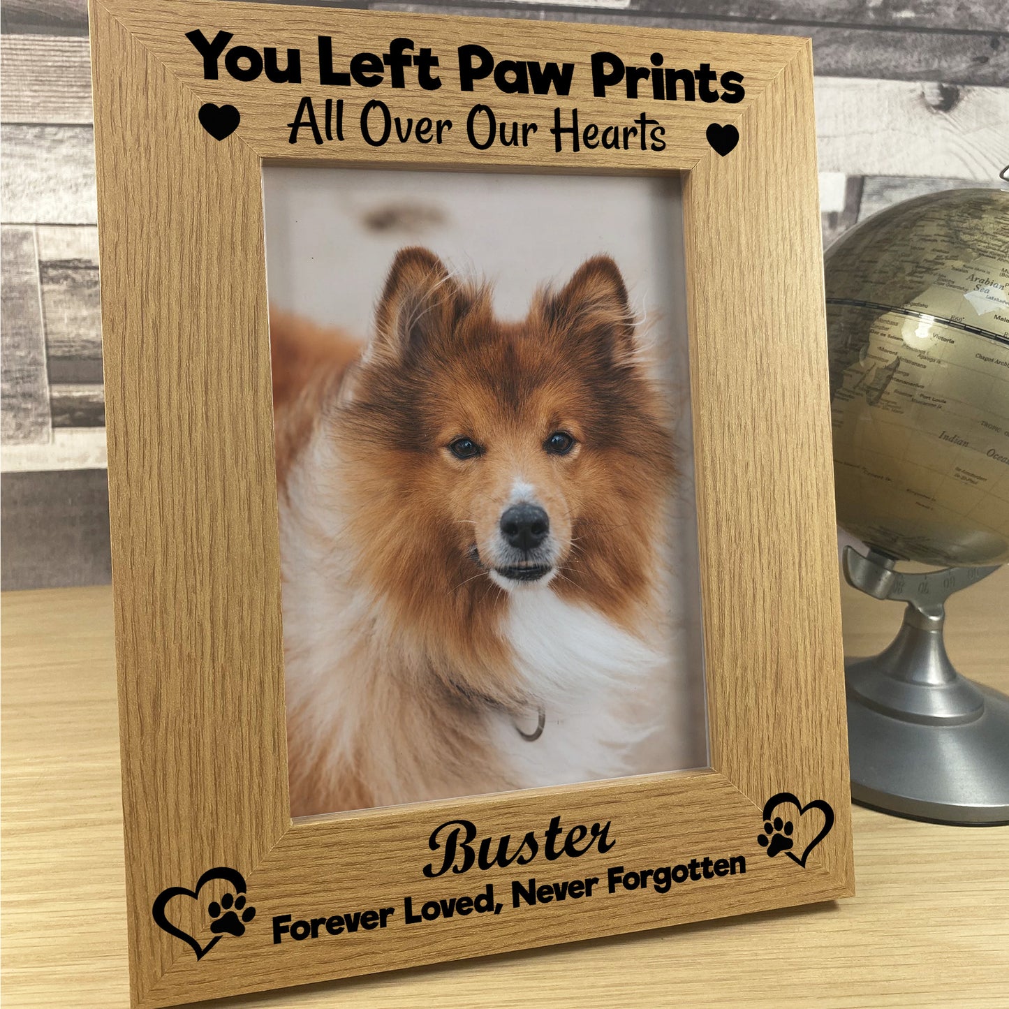 Personalised Pet Memorial Frame Paw Prints All Over Our Hearts