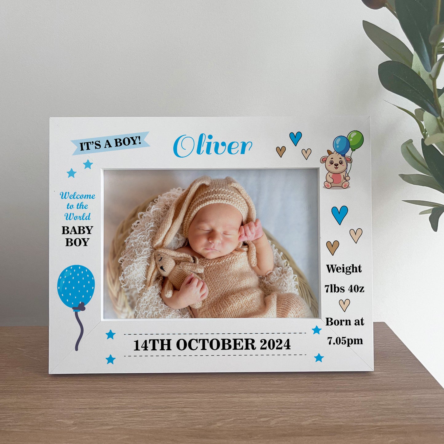 Newborn Baby Boy Keepsake Gifts Personalised Birth Details