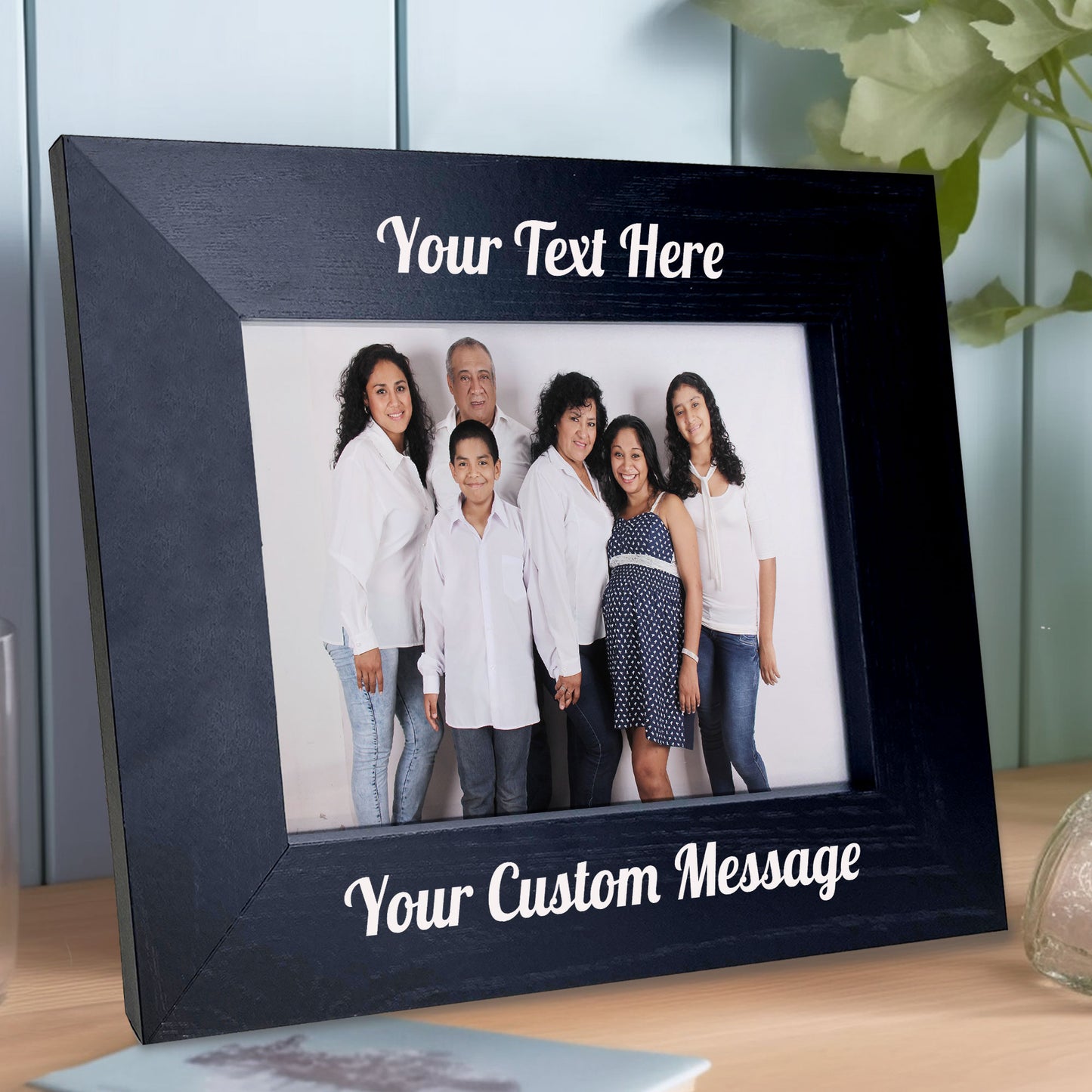 Personalised Black Wooden Photo Frame Custom Any Text