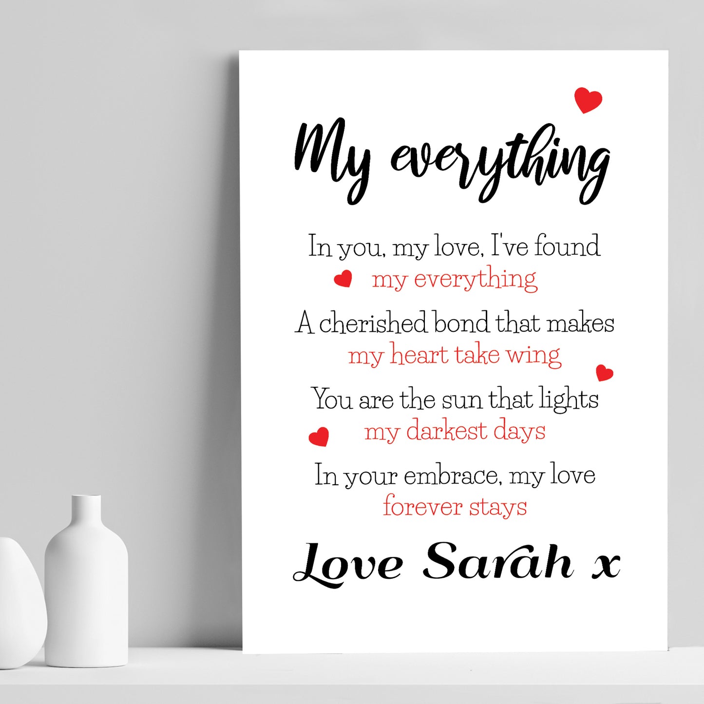 Gift For Husband Wife MY EVERYTHING Print Personalised Gift