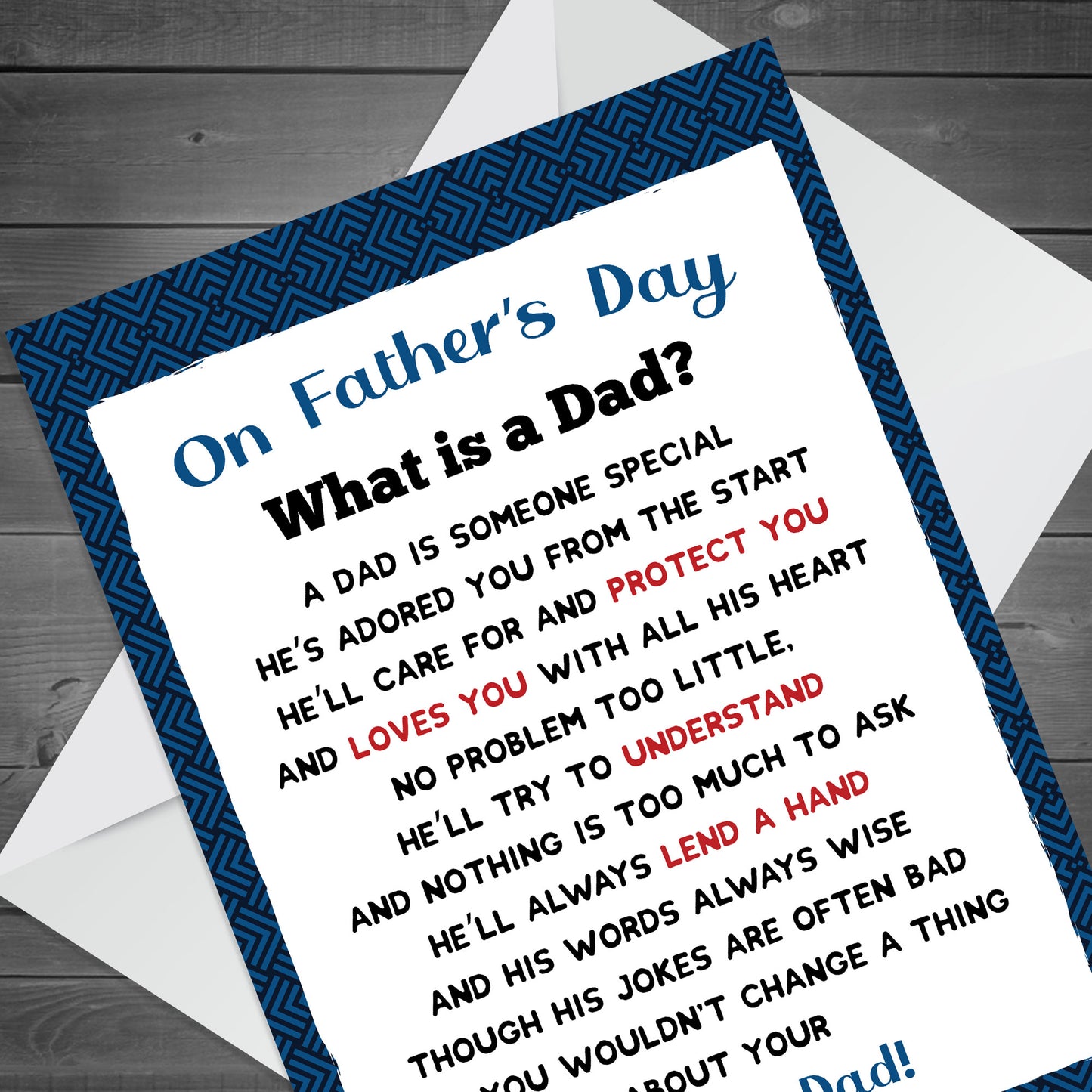 Fathers Day Card, Card for Dad, Dad Greetings Card With Envelope