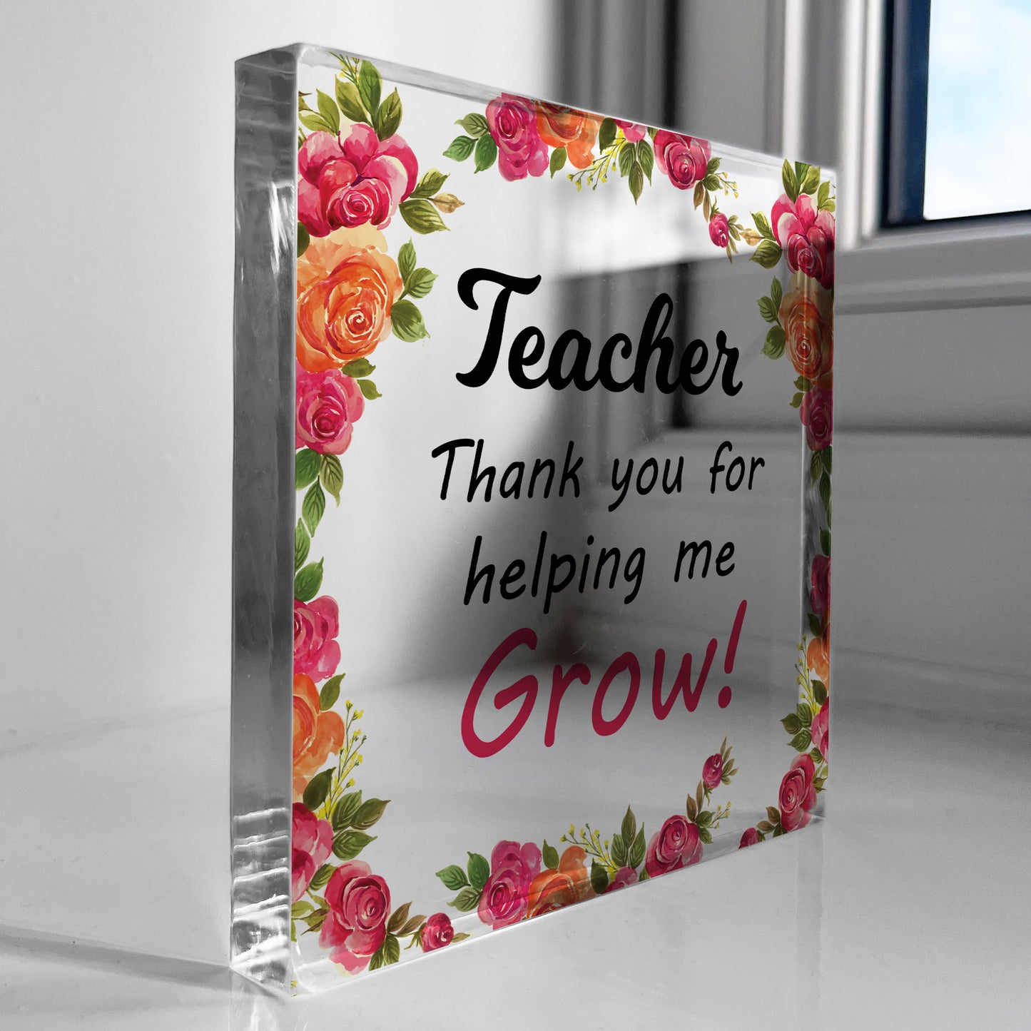 Special Gift For Teacher Thank You For Helping Me Grow Block