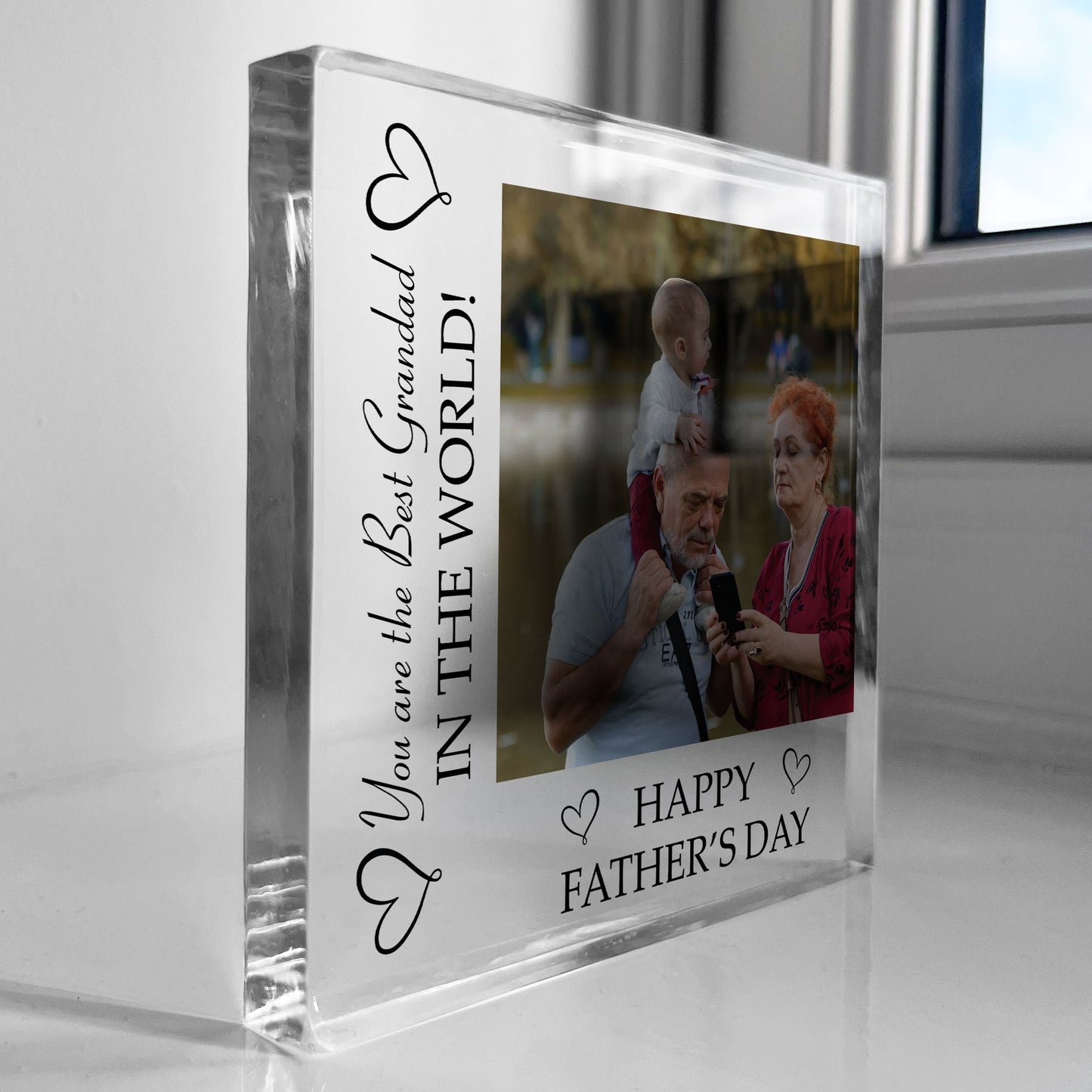 Fathers Day Gift For Grandad Beautiful Personalised Photo Block