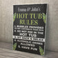 Personalised Hot Tub Plaques Hot Tub Rules Sign Novelty Outdoor