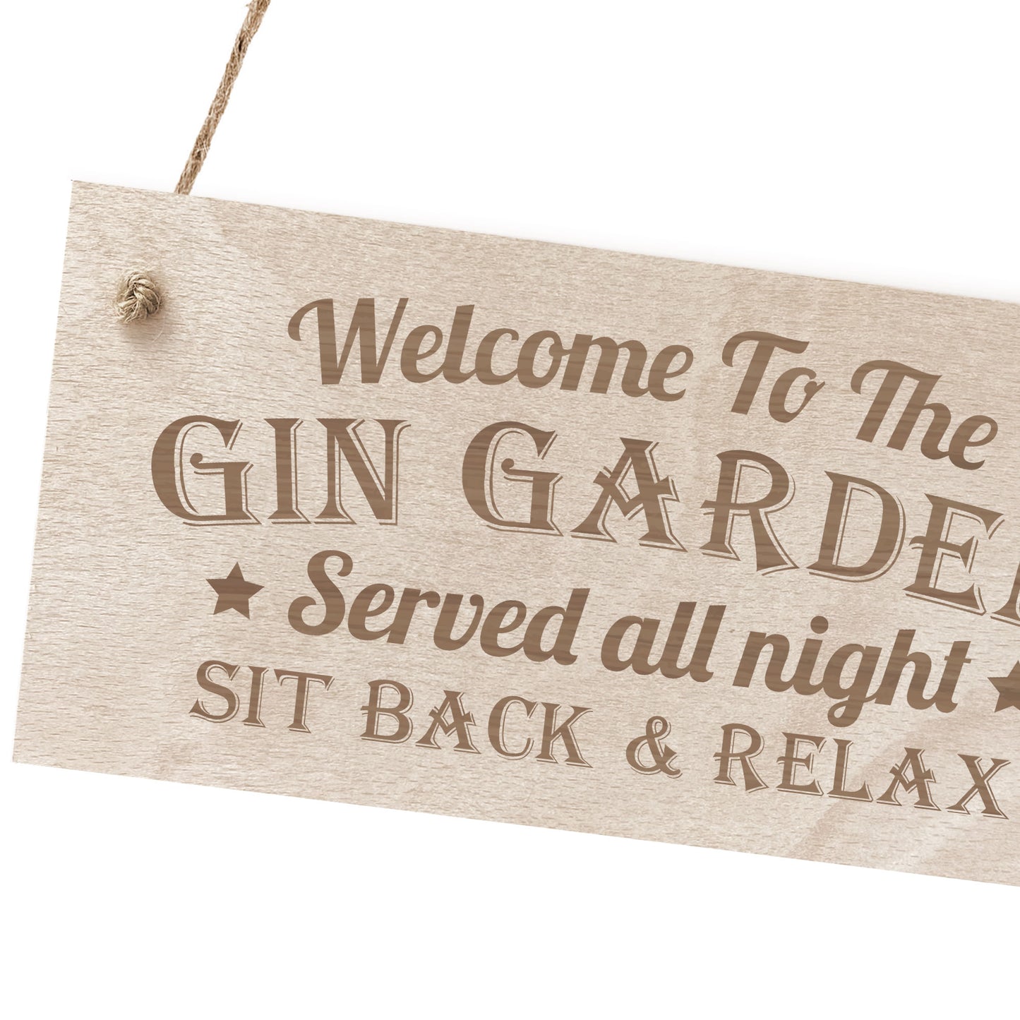 GIN GARDEN SIGN Engraved Hanging Wall Sign Home Bar Sign