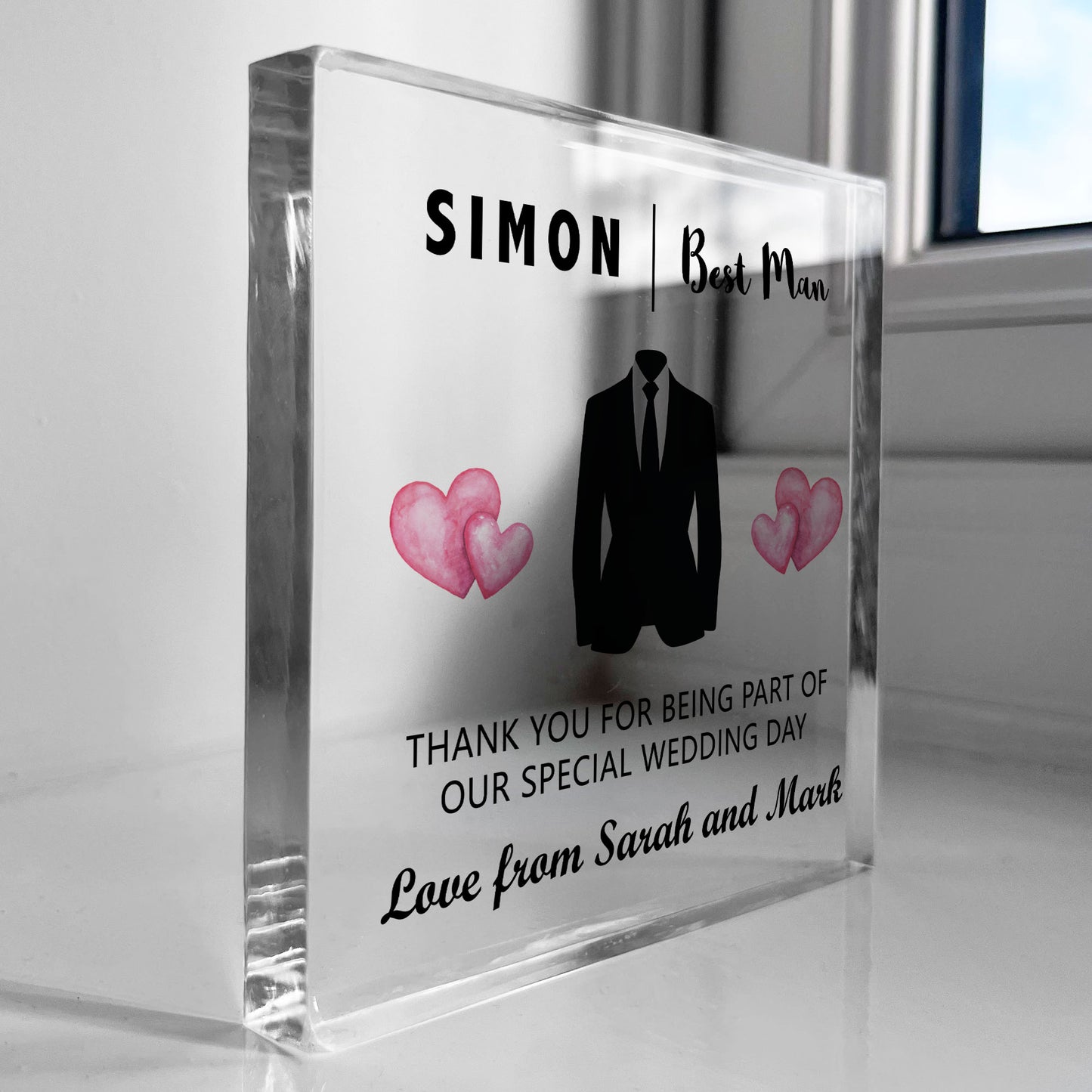 Best Man Thank You Gifts Personalised Acrylic Block Usher Gift