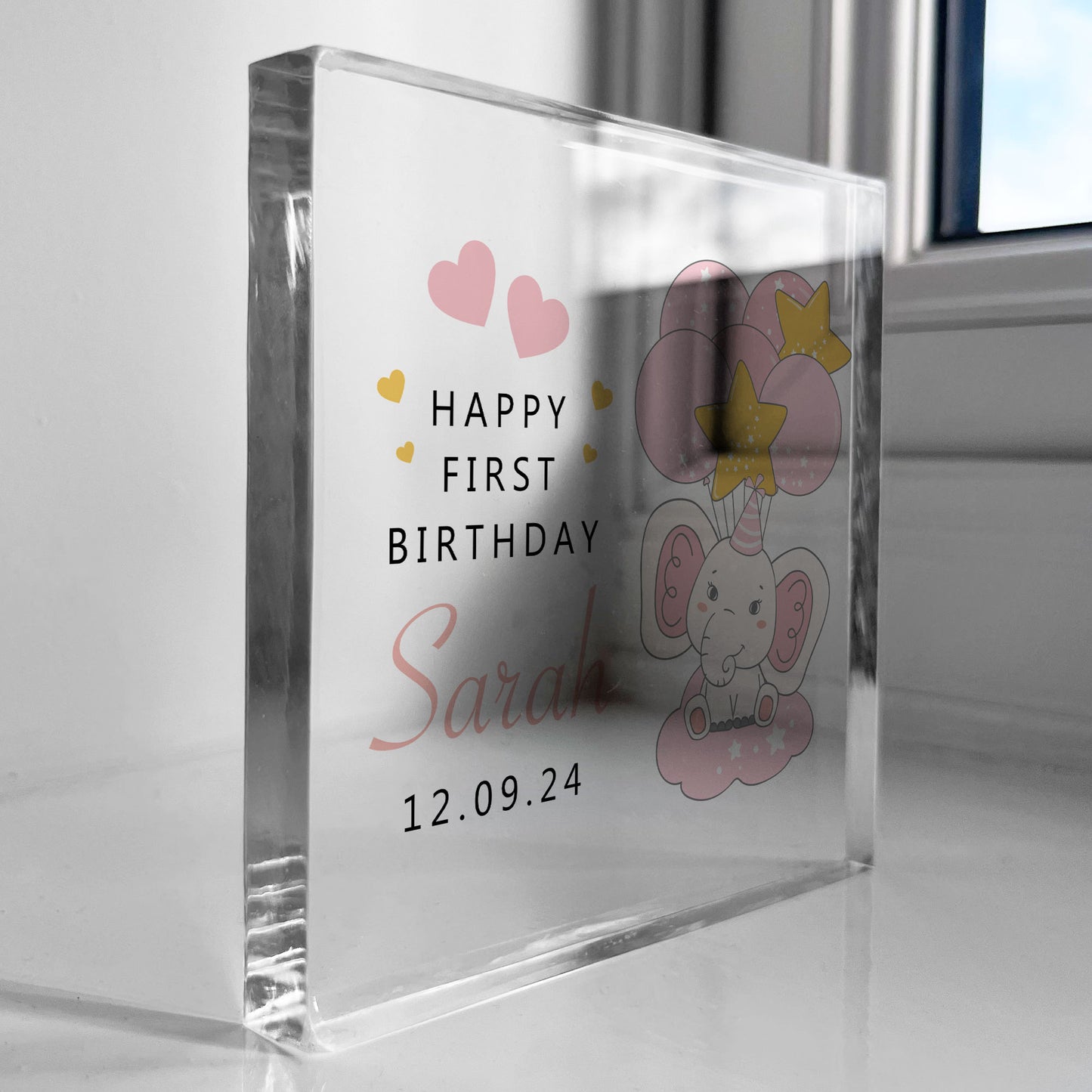 Personalised 1st Birthday Gift For Baby Boy Girl Acrylic Block