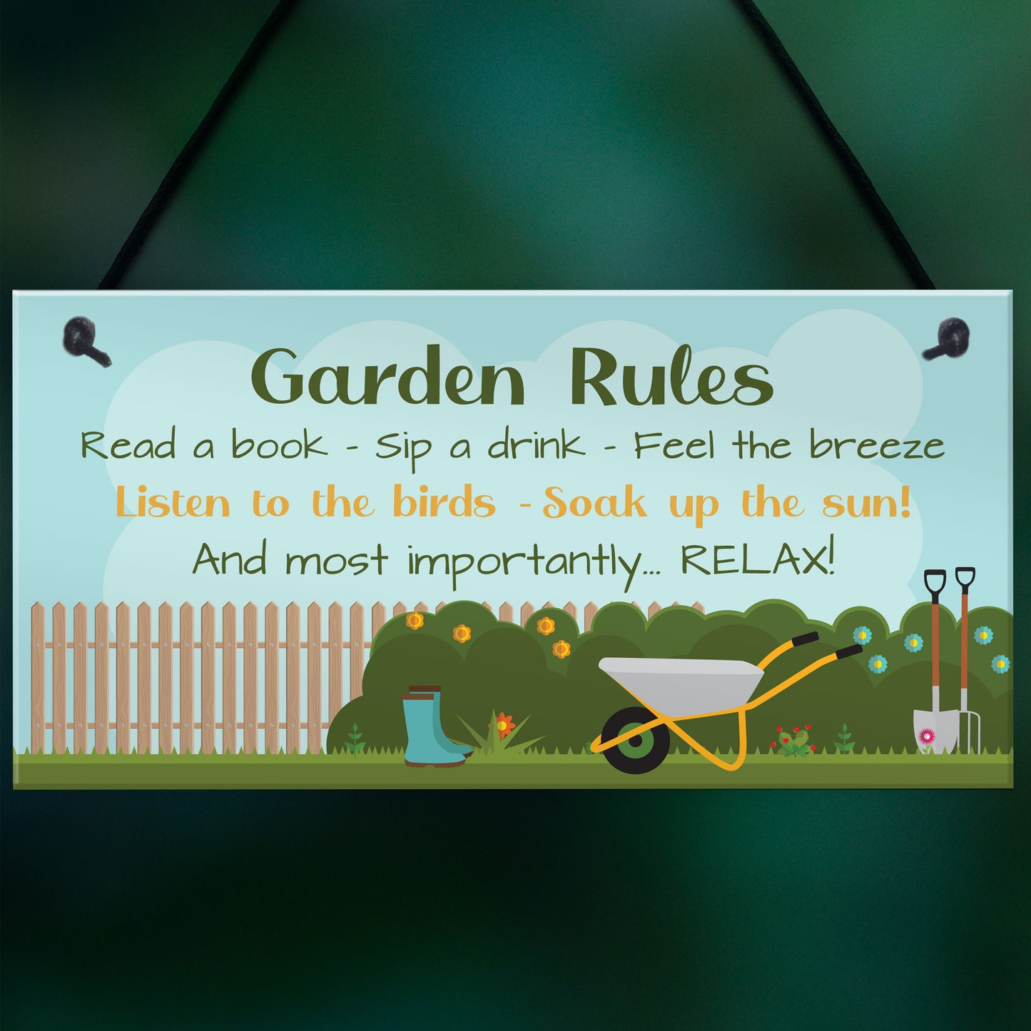 GARDEN RULES SIGN For Garden Perfect For Gardeners Wall Sign