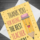 Cute Thank You Card For Teacher BEST TEACHER CARD Leaving School