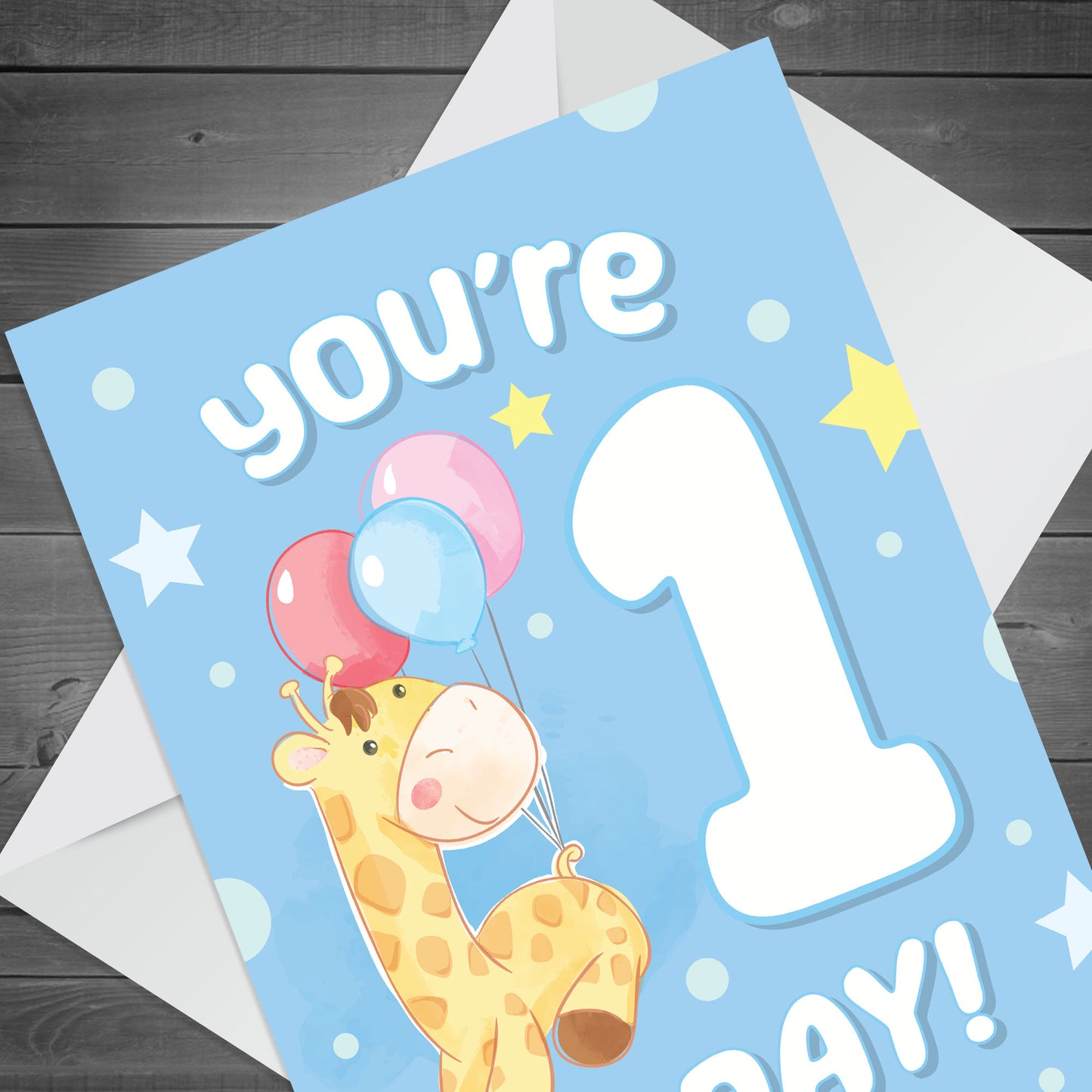 1st Birthday Age 1 Children's Kids Baby Giraffe Greetings Card