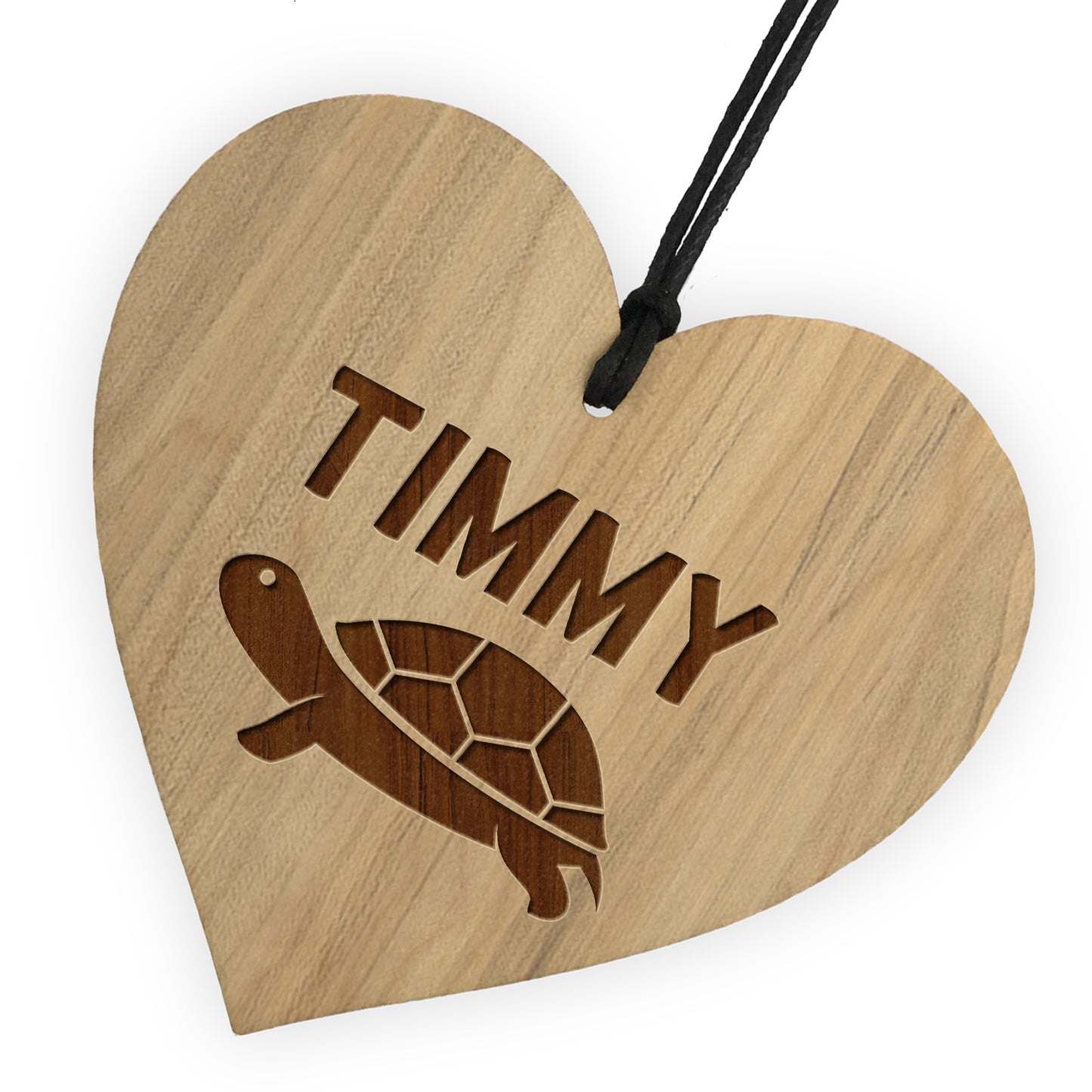 Personalised Tortoise Sign Engraved Wood Heart Turtle Gift