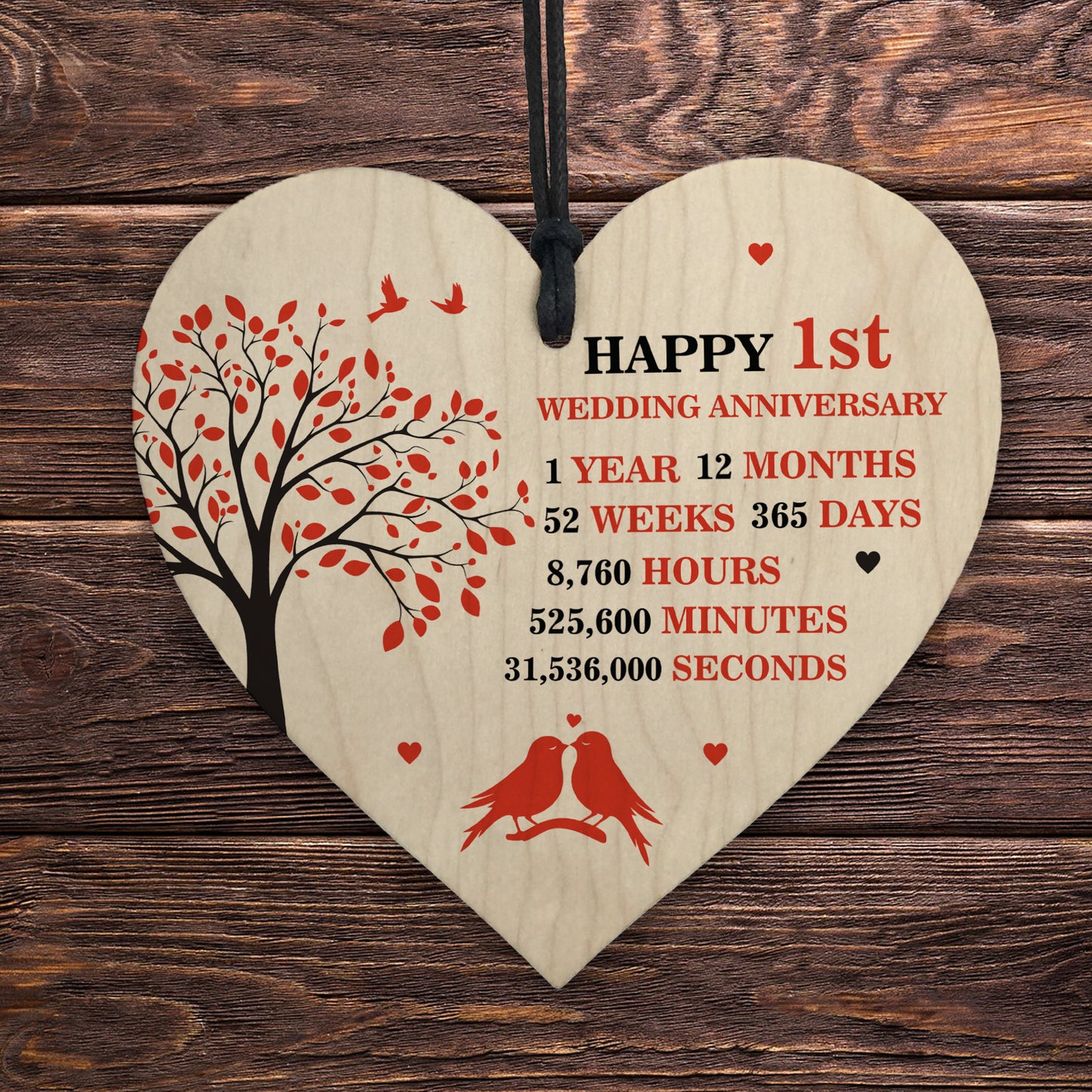 1st Wedding Anniversary Heart Plaque Present For Anniversary