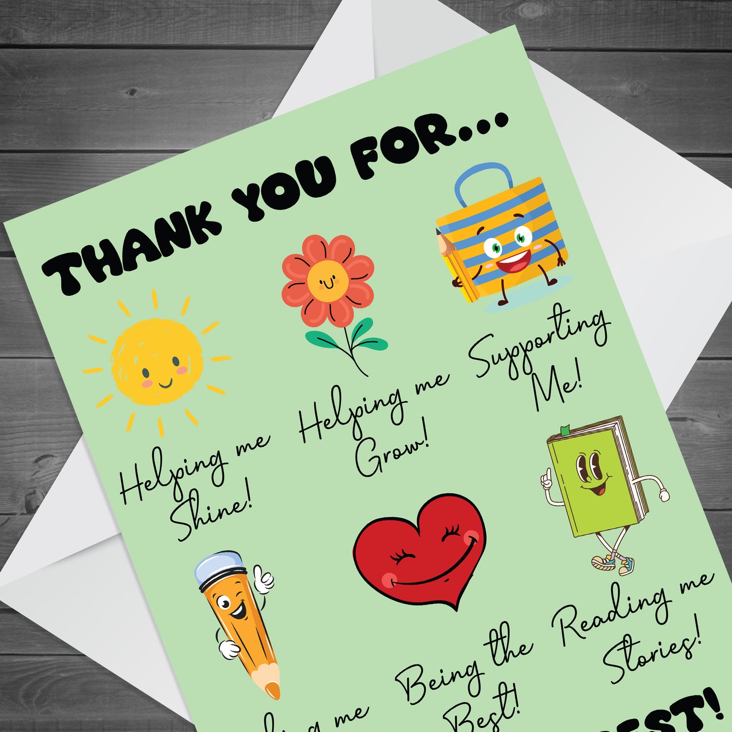 Teacher Thank You Card School Teacher and Teaching Assistant